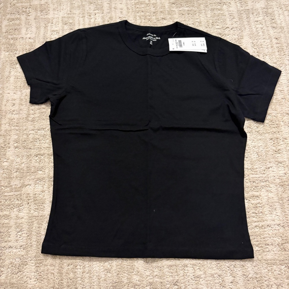 Abercrombie Classic Black body skimming crewneck T-Shirt 100% cotton BNWT - Picture 2 of 5